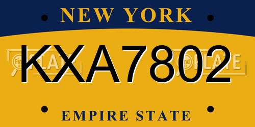 KXA7802 New York License Plate