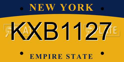 KXB1127 New York License Plate
