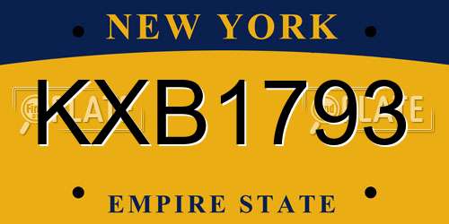 KXB1793 New York License Plate