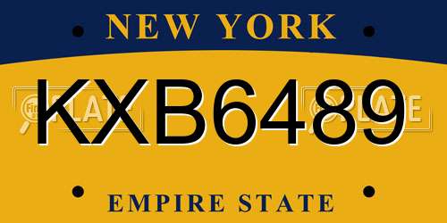 KXB6489 New York License Plate