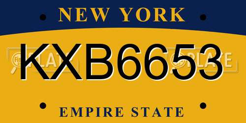 KXB6653 New York License Plate