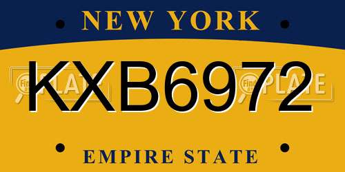 KXB6972 New York License Plate