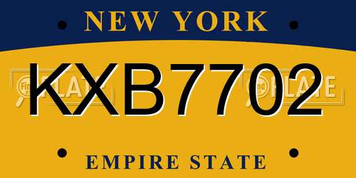 KXB7702 New York License Plate