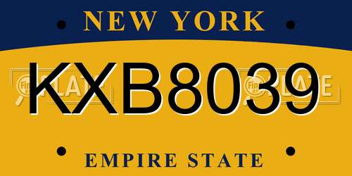KXB8039 New York License Plate