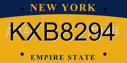 KXB8294 New York License Plate