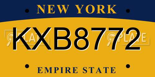 KXB8772 New York License Plate