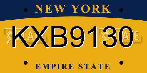 KXB9130 New York License Plate