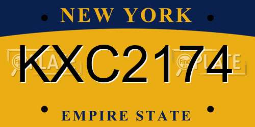 KXC2174 New York License Plate