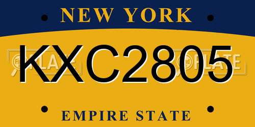 KXC2805 New York License Plate
