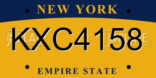 KXC4158 New York License Plate
