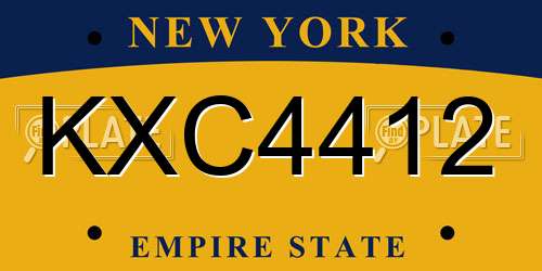 KXC4412 New York License Plate