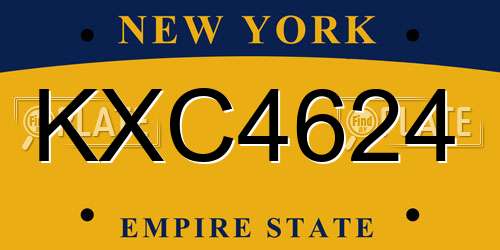 KXC4624 New York License Plate