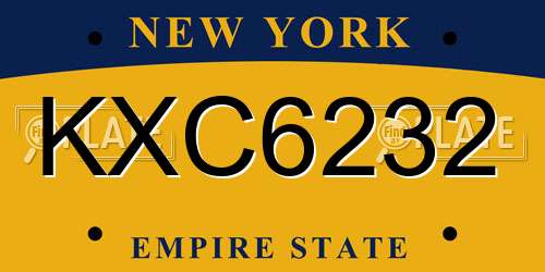 KXC6232 New York License Plate