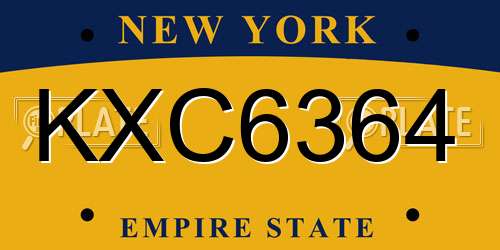 KXC6364 New York License Plate