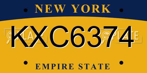 KXC6374 New York License Plate