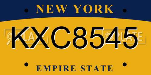 KXC8545 New York License Plate
