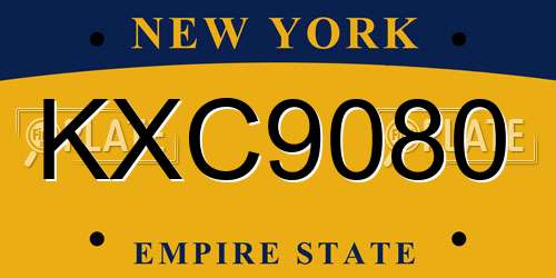 KXC9080 New York License Plate