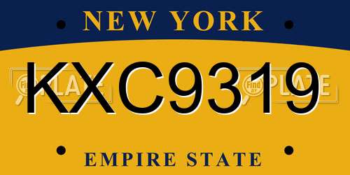 KXC9319 New York License Plate