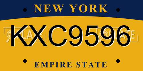 KXC9596 New York License Plate