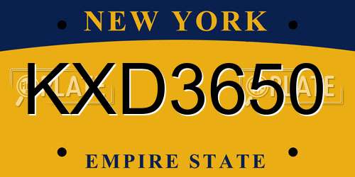 KXD3650 New York License Plate