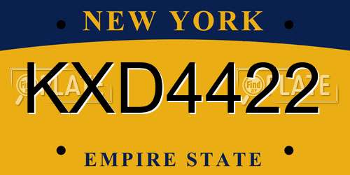 KXD4422 New York License Plate