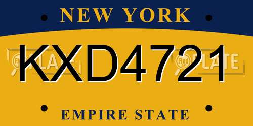 KXD4721 New York License Plate