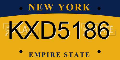 KXD5186 New York License Plate