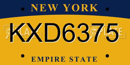 KXD6375 New York License Plate