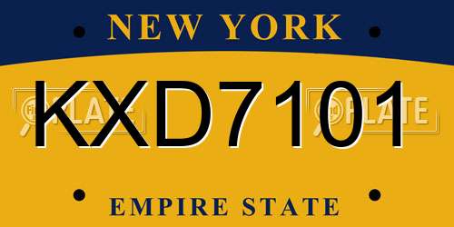 KXD7101 New York License Plate