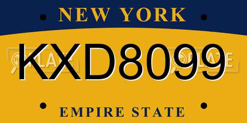 KXD8099 New York License Plate