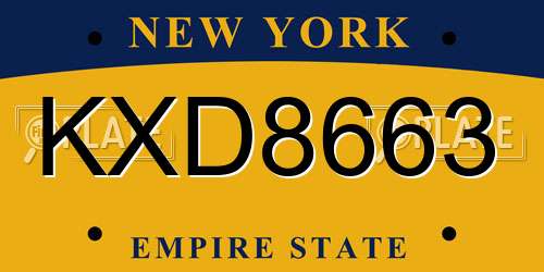 KXD8663 New York License Plate
