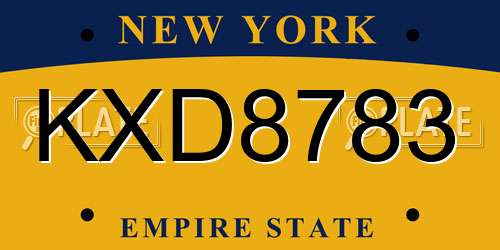 KXD8783 New York License Plate