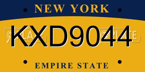 KXD9044 New York License Plate