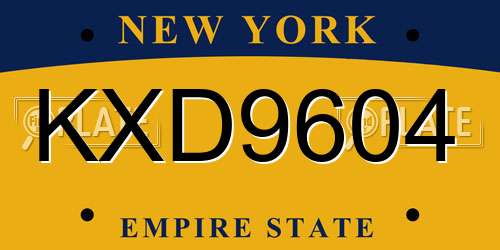 KXD9604 New York License Plate