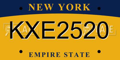KXE2520 New York License Plate