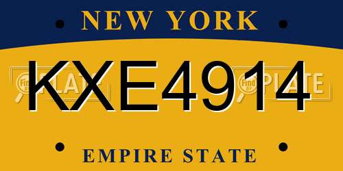 KXE4914 New York License Plate