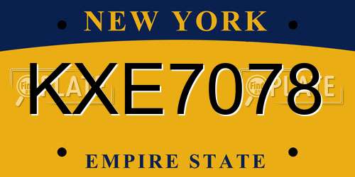 KXE7078 New York License Plate
