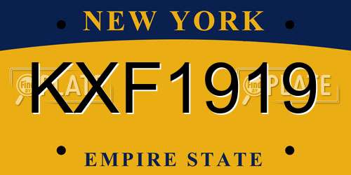 KXF1919 New York License Plate