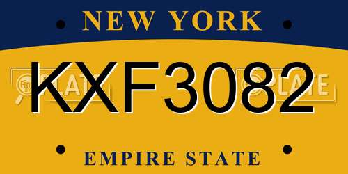 KXF3082 New York License Plate