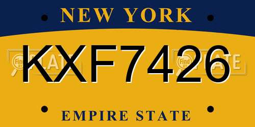KXF7426 New York License Plate
