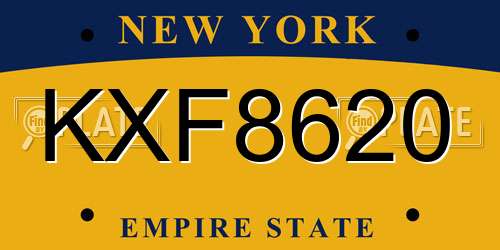 KXF8620 New York License Plate