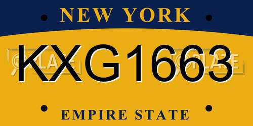 KXG1663 New York License Plate