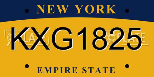 KXG1825 New York License Plate