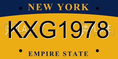 KXG1978 New York License Plate