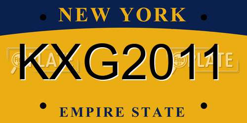 KXG2011 New York License Plate