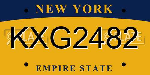 KXG2482 New York License Plate