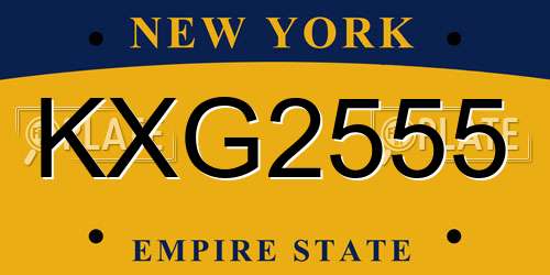 KXG2555 New York License Plate