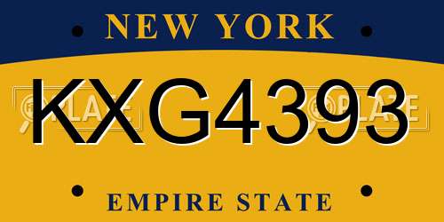 KXG4393 New York License Plate