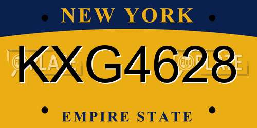 KXG4628 New York License Plate
