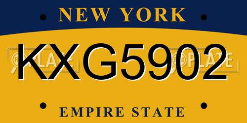 KXG5902 New York License Plate